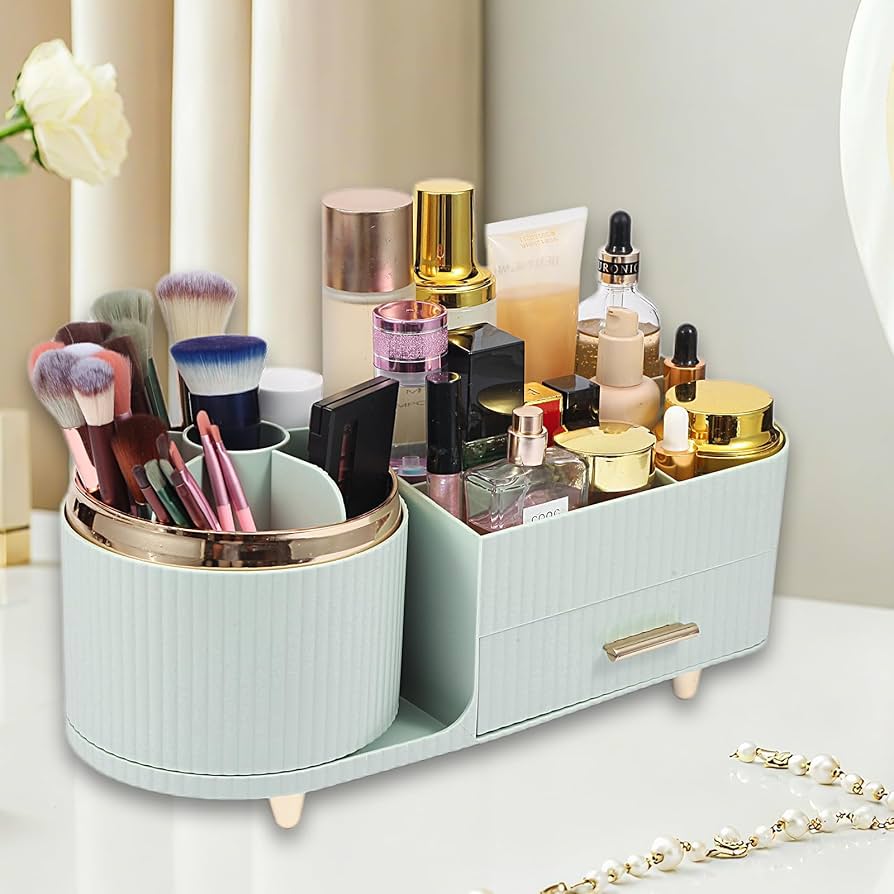 Amazon.com: Zufudo Makeup Organizer Countertop with Drawer 360